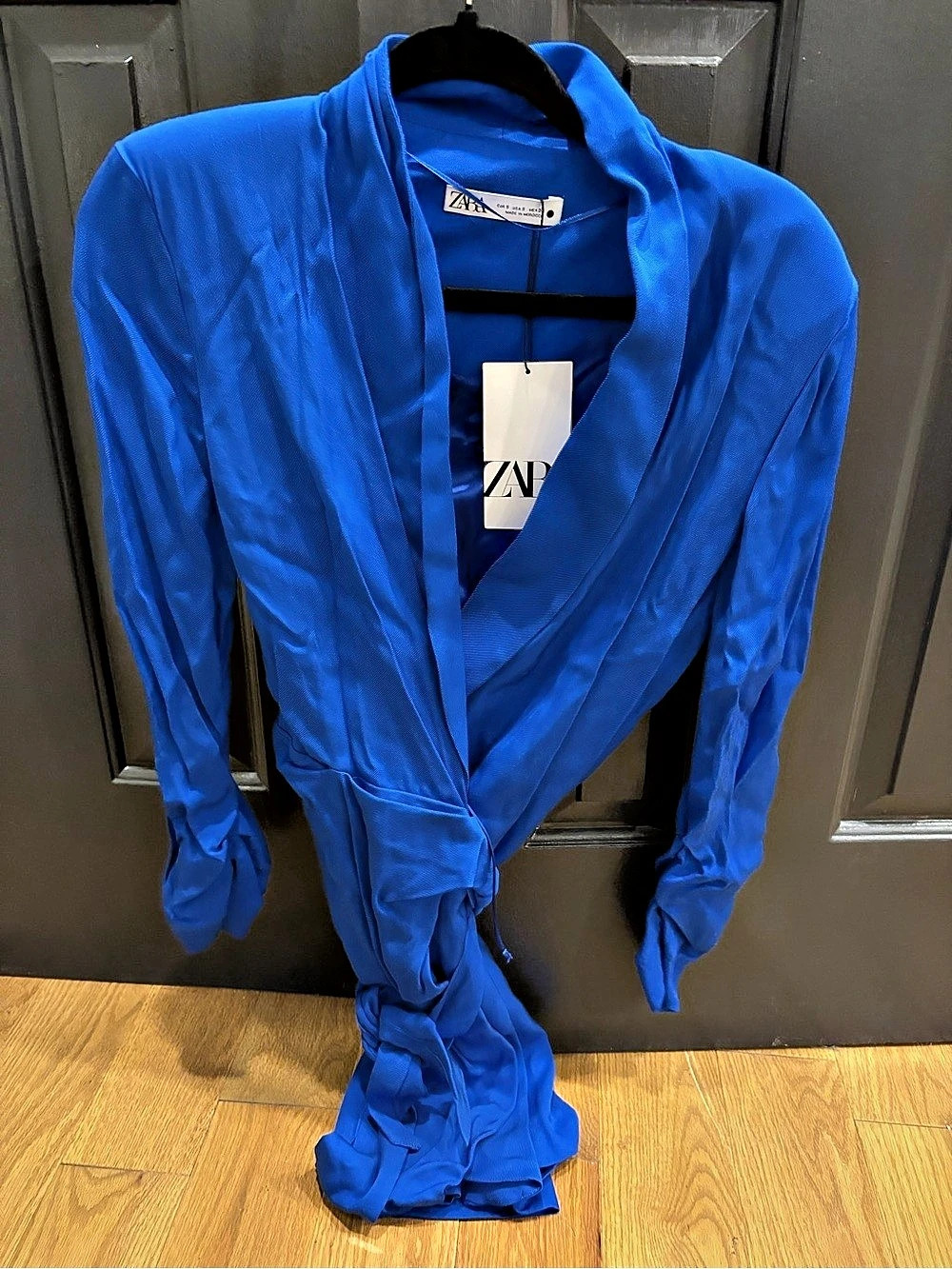 Zara Draped Dress in Blue Size Small